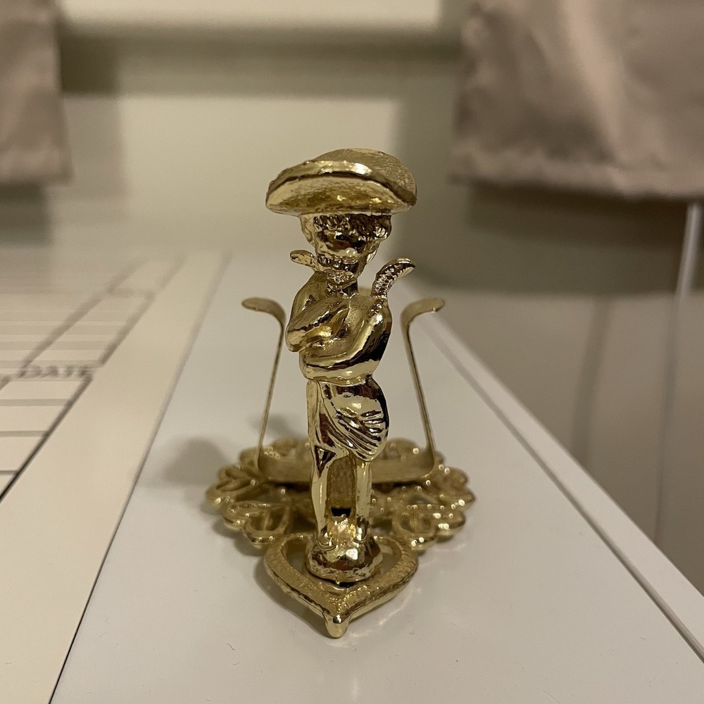 Vintage 1950's Gold-Colored Cherub Nail Polish Holder and Finger Rest
